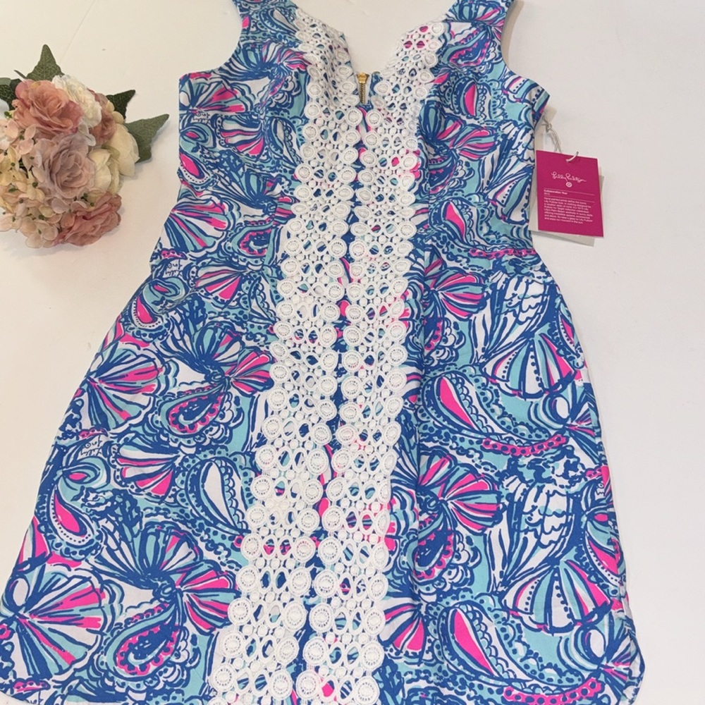 Lilly Pulitzer Target Womens My Fans Sleeves Split Neck Shift Dress NWT